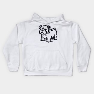 Stick figure bulldog in black ink Kids Hoodie